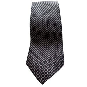 Hardy Amies Men’s Black Silk Tie Red Teardrop Print Savile Row Luxury British